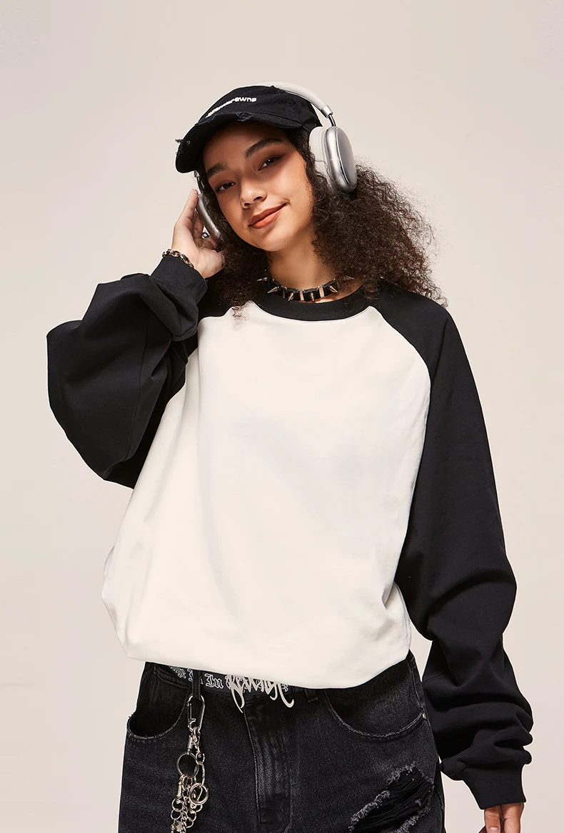 265G Heavyweight Color-Blocked Raglan Long Sleeve T-Shirt image 3