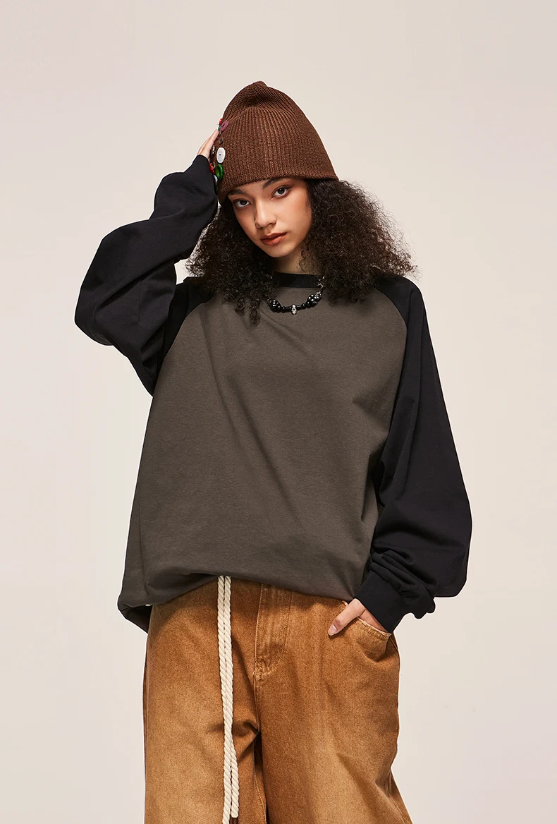 265G Heavyweight Color-Blocked Raglan Long Sleeve T-Shirt image 6