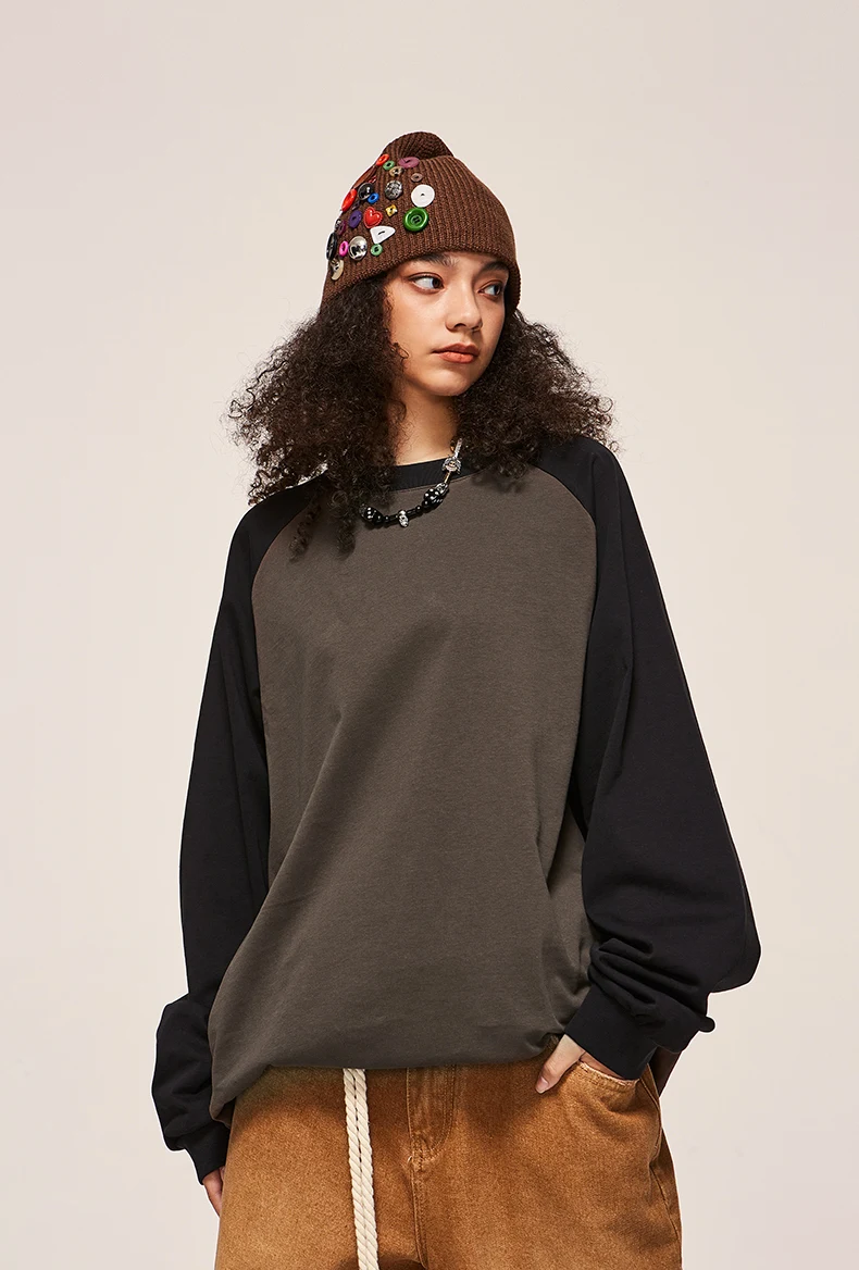 265G Heavyweight Color-Blocked Raglan Long Sleeve T-Shirt image 7