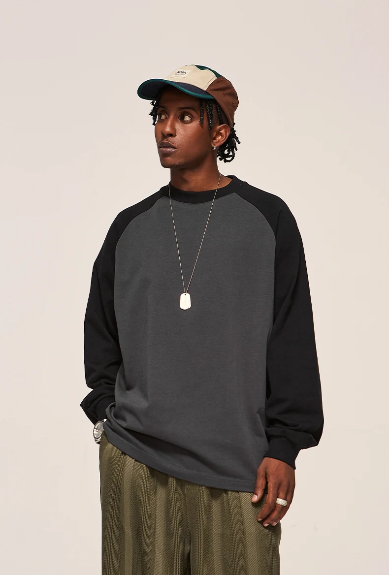 265G Heavyweight Color-Blocked Raglan Long Sleeve T-Shirt image 8