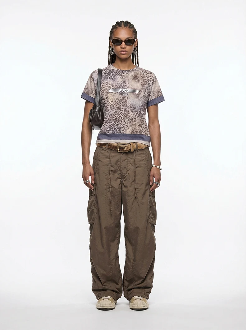 Fine Plaid Loose Cargo Wide-Leg Pants image 2