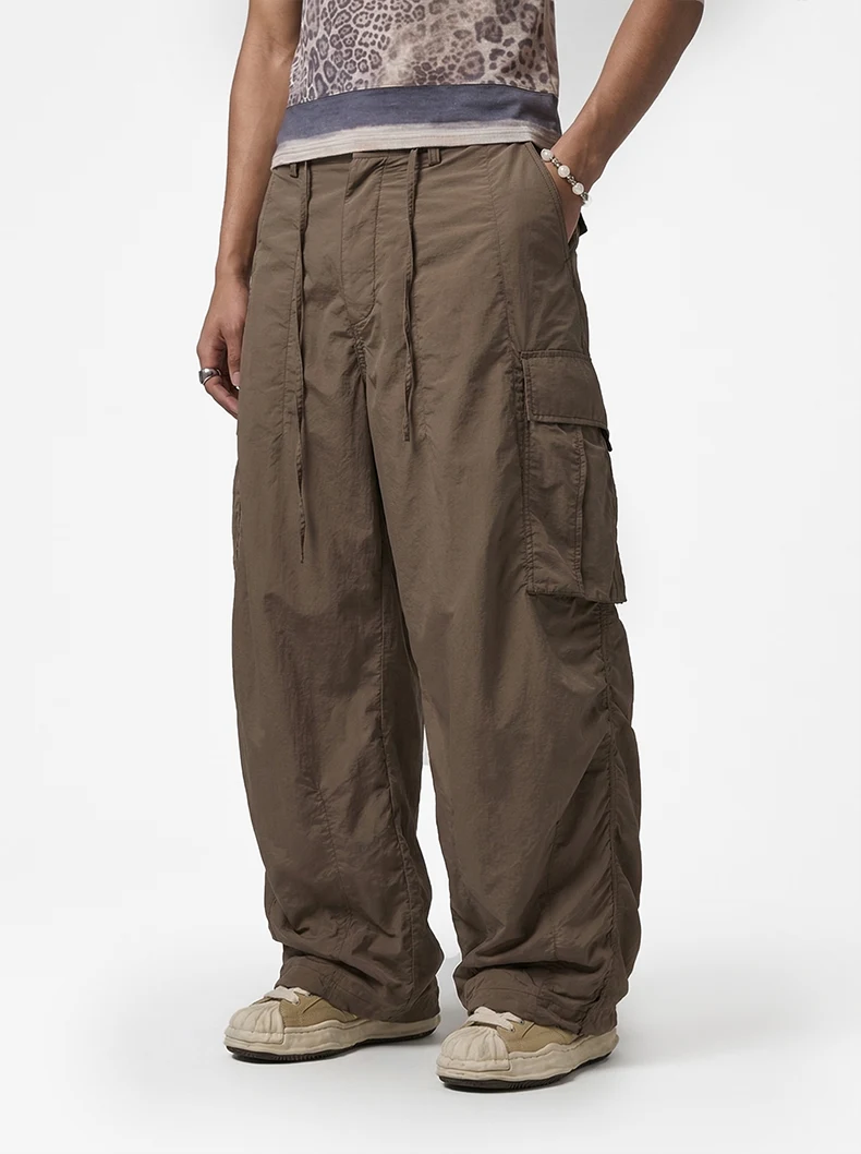 Fine Plaid Loose Cargo Wide-Leg Pants image 4