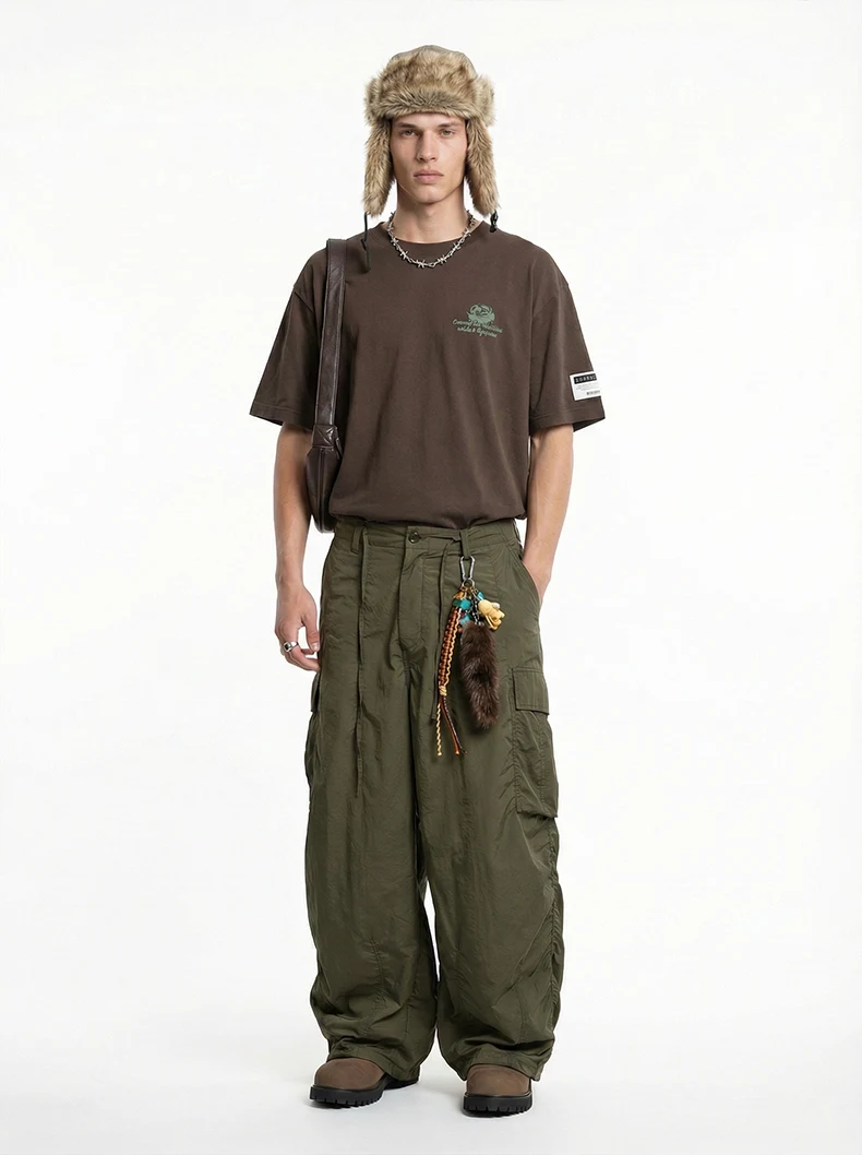 Fine Plaid Loose Cargo Wide-Leg Pants image 5