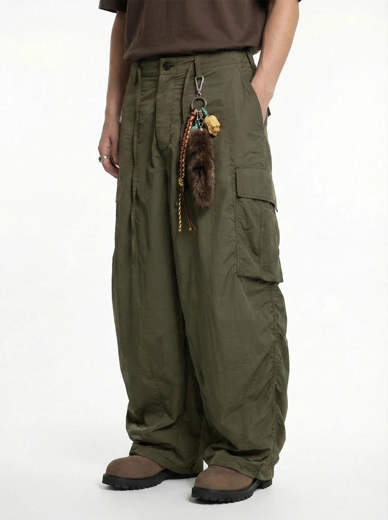 Fine Plaid Loose Cargo Wide-Leg Pants image 6