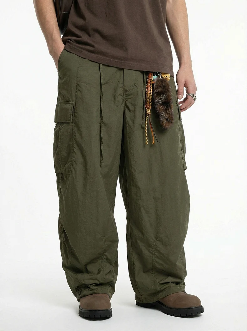 Fine Plaid Loose Cargo Wide-Leg Pants image 7