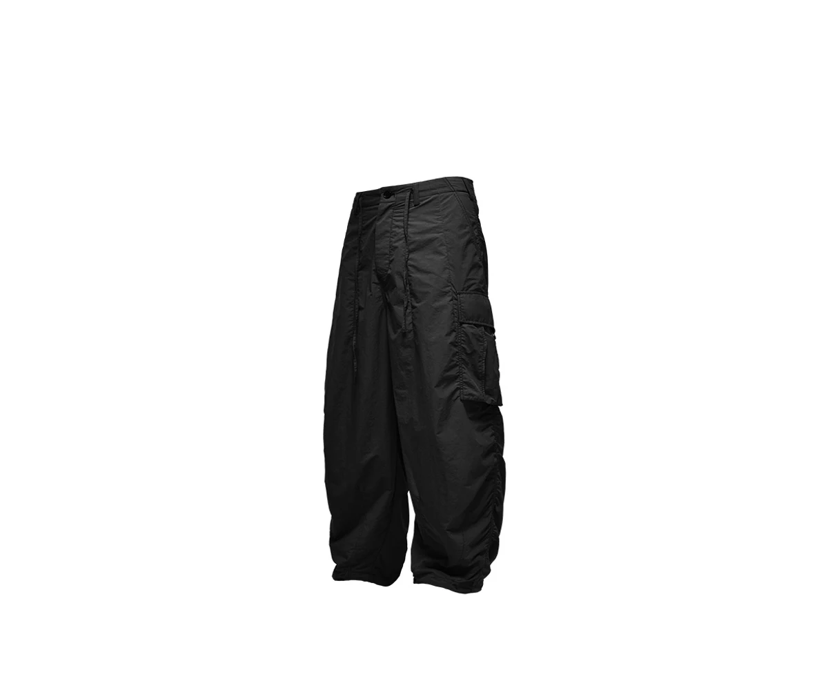 Fine Plaid Loose Cargo Wide-Leg Pants