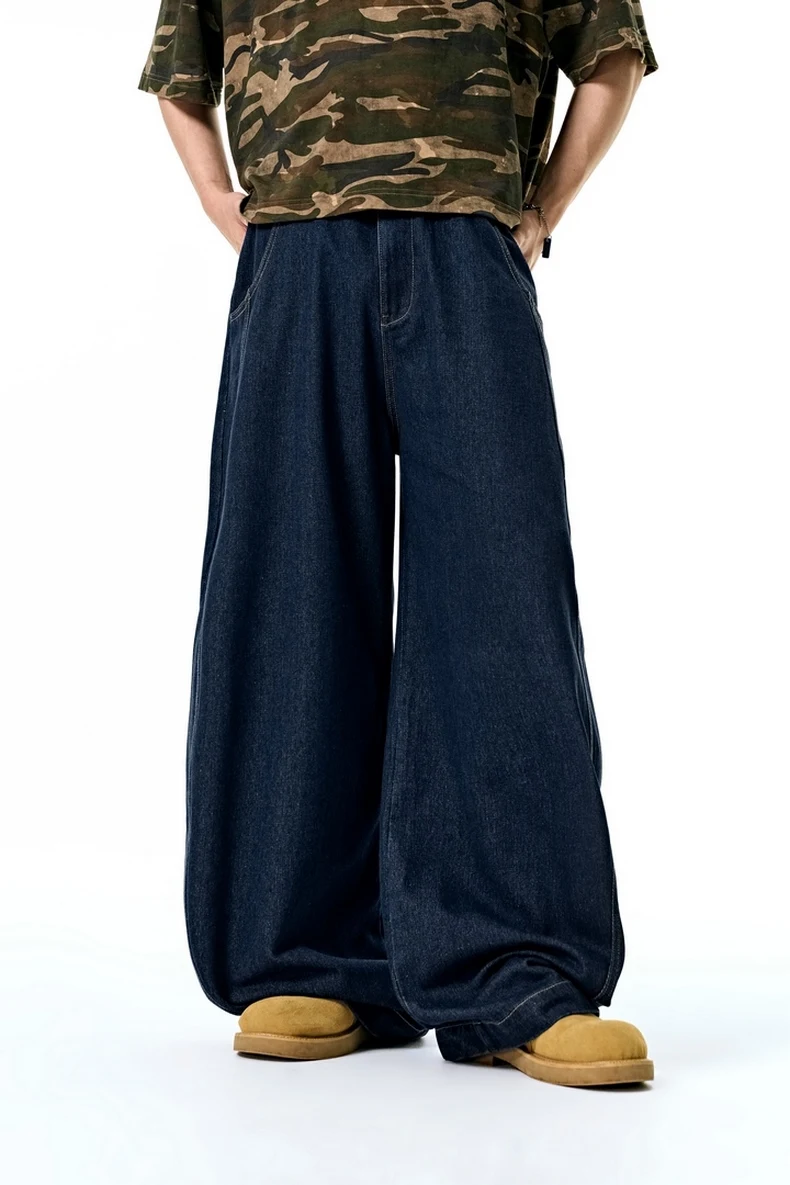 Washed Curved-Leg Denim Pants image 14