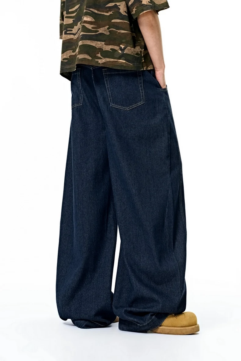 Washed Curved-Leg Denim Pants image 15