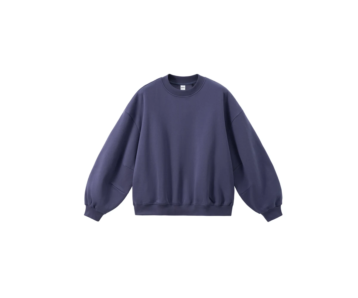 Fleece Scimitar-Sleeve Crewneck