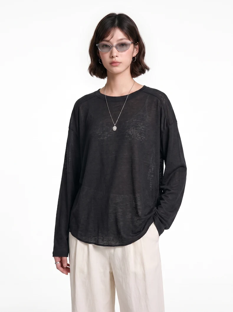 Wool Snowflake Yarn Long Sleeve T-Shirt image 9
