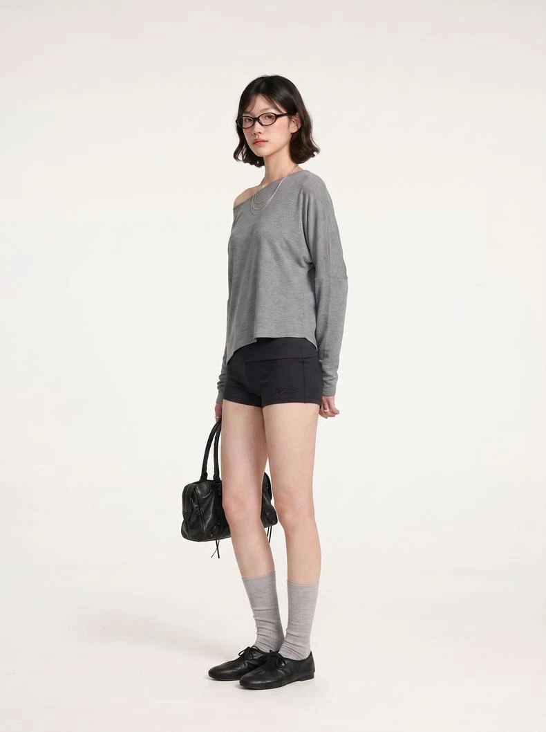 Off-Shoulder Relaxed Long Sleeve Top image 2