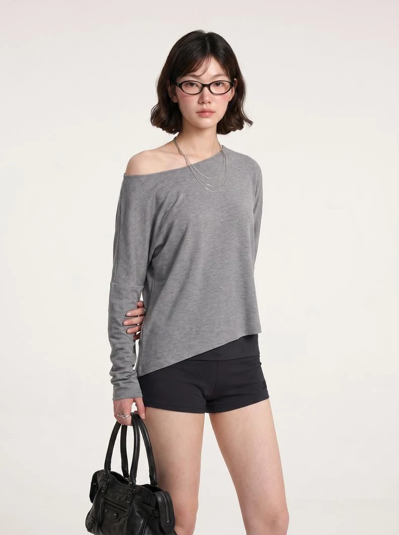 Off-Shoulder Relaxed Long Sleeve Top image 5
