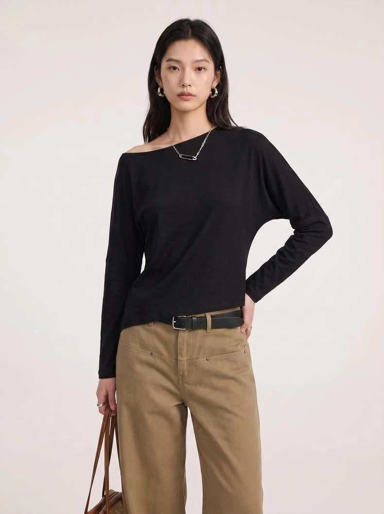 Off-Shoulder Relaxed Long Sleeve Top image 8