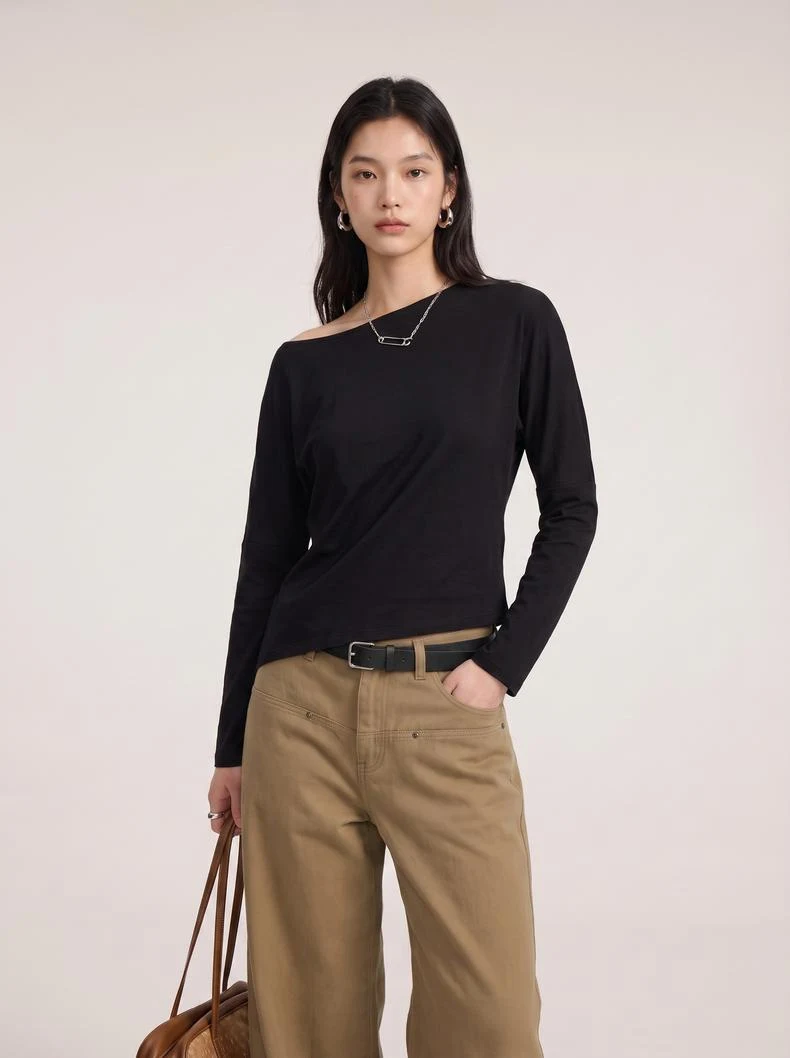 Off-Shoulder Relaxed Long Sleeve Top image 9