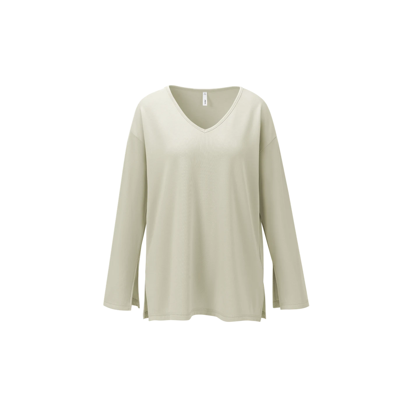 V-Neck Slit Long Sleeve T-Shirt