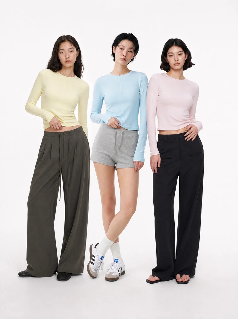 French Linen-Blend Long Sleeve Top