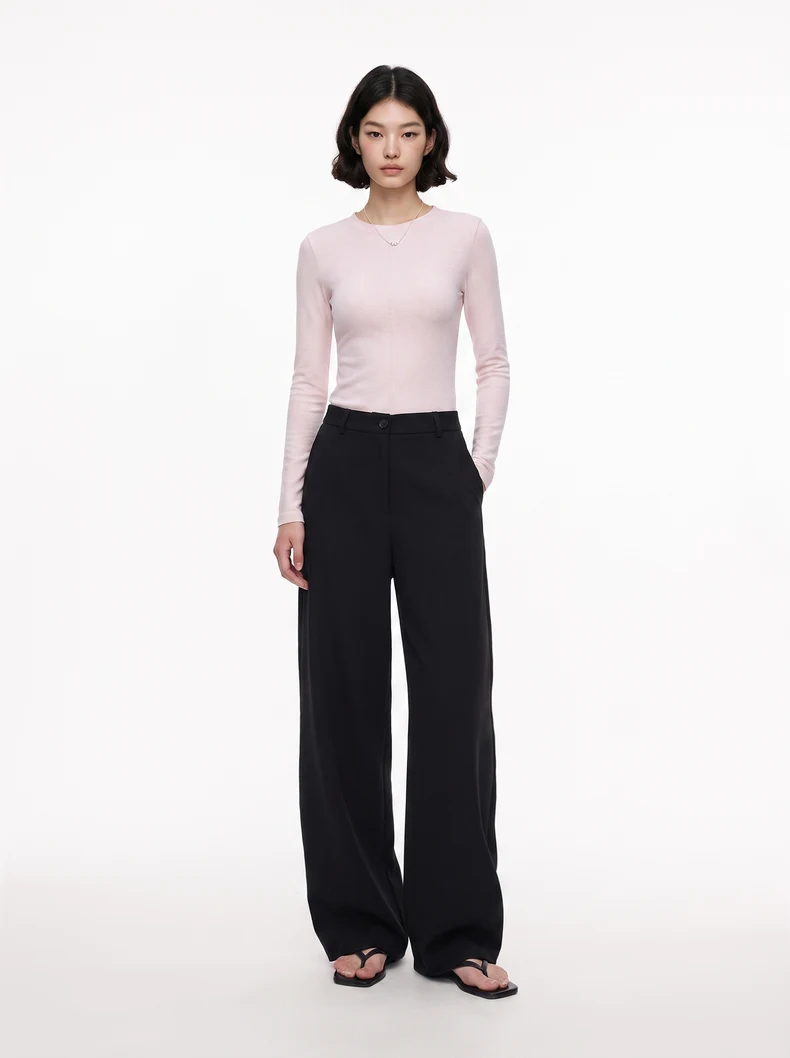 French Linen-Blend Long Sleeve Top image 4
