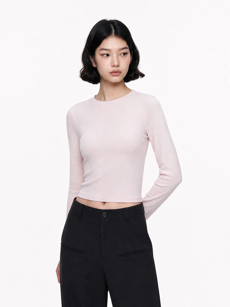 French Linen-Blend Long Sleeve Top image 5
