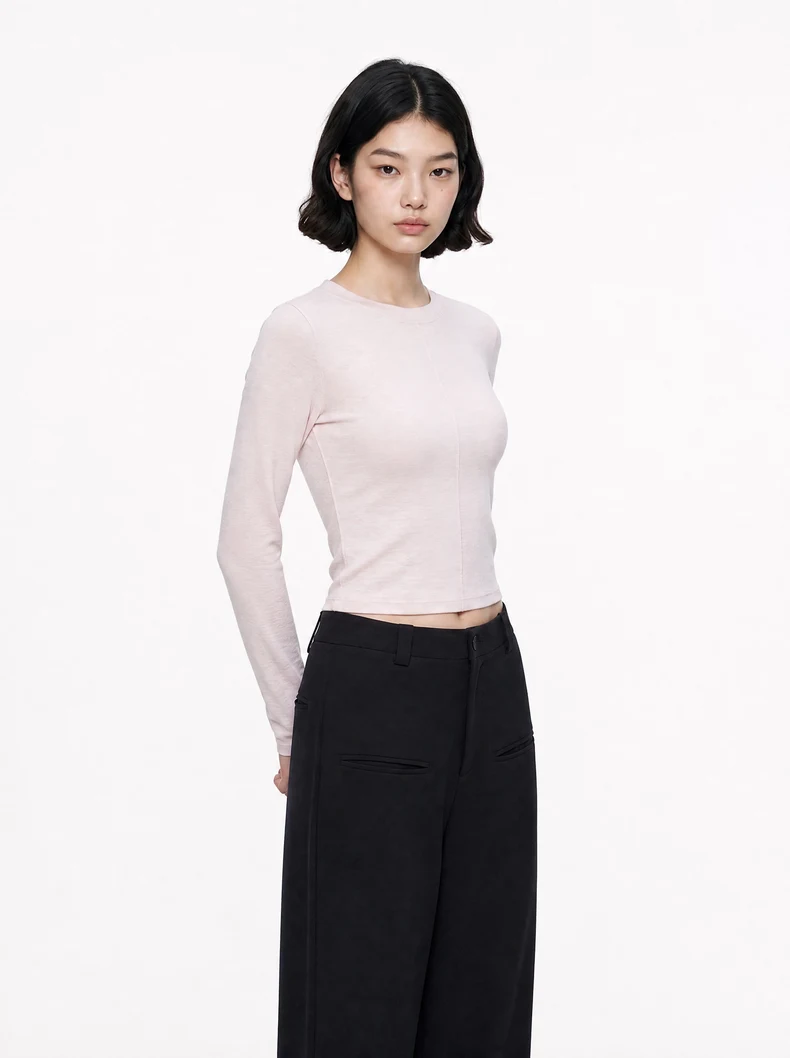 French Linen-Blend Long Sleeve Top image 6