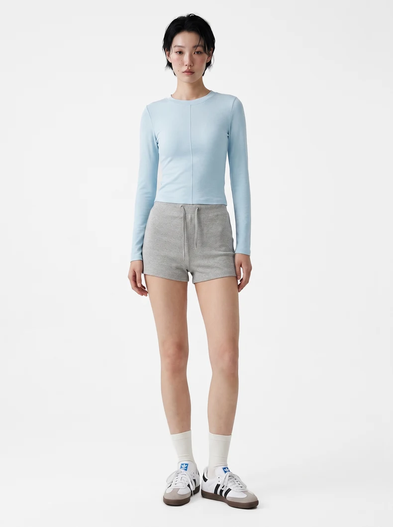 French Linen-Blend Long Sleeve Top image 8