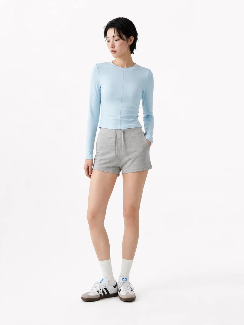 French Linen-Blend Long Sleeve Top image 9