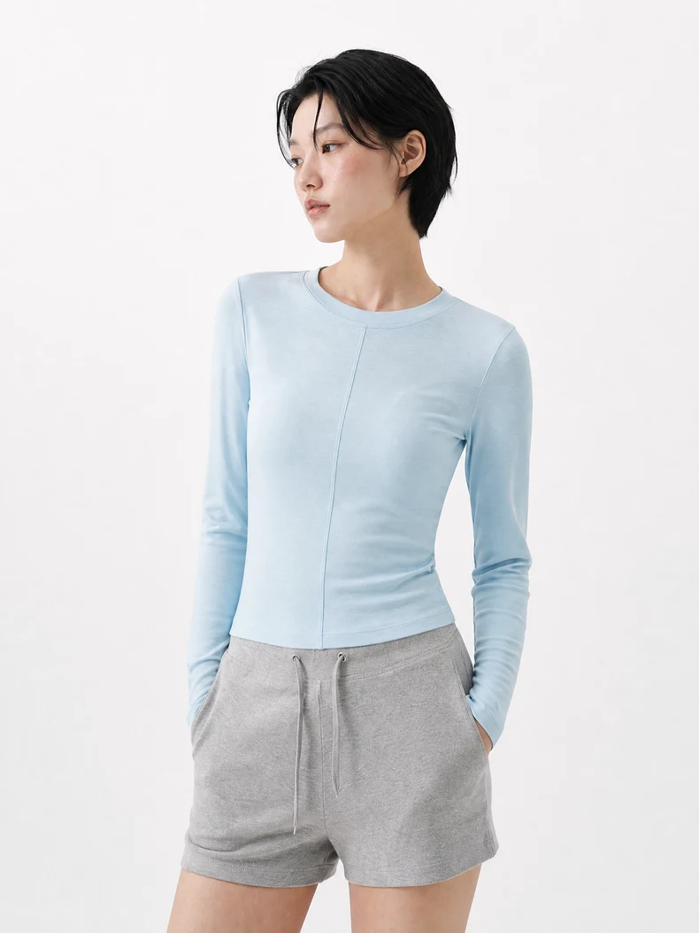 French Linen-Blend Long Sleeve Top image 10