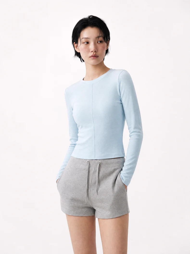 French Linen-Blend Long Sleeve Top image 11