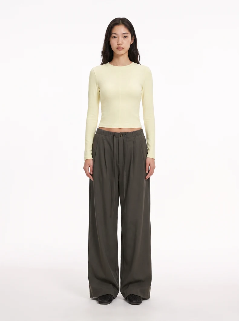 French Linen-Blend Long Sleeve Top image 13