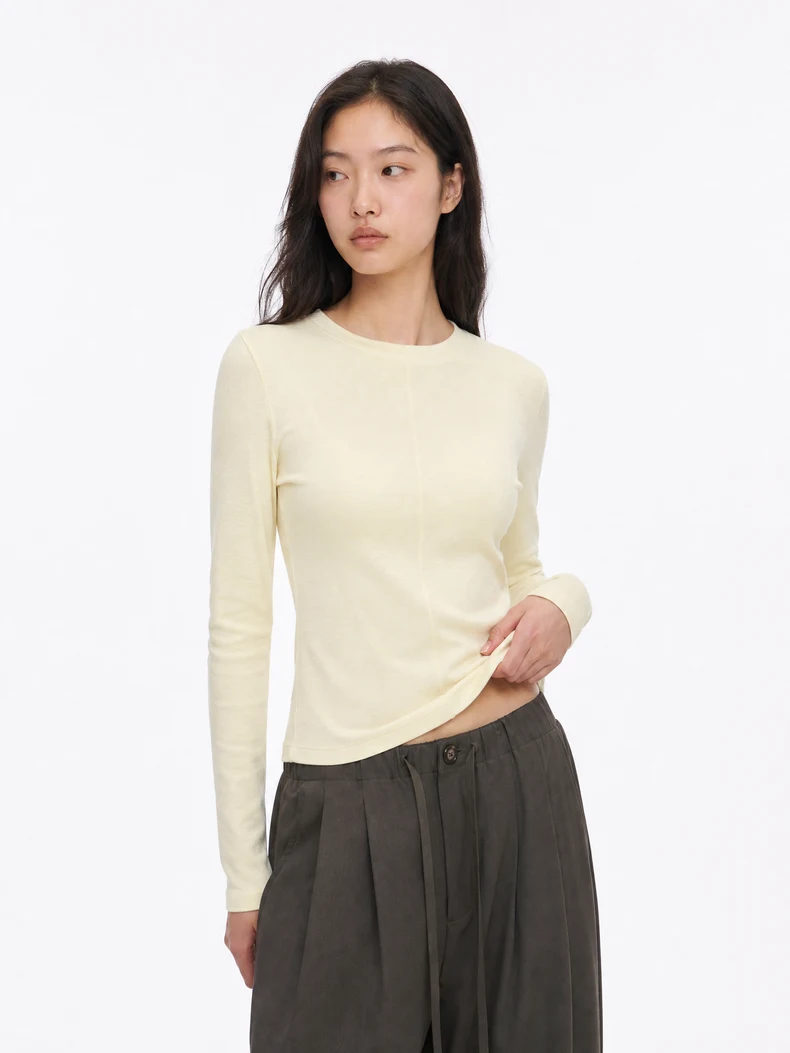 French Linen-Blend Long Sleeve Top image 14
