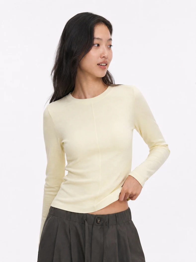 French Linen-Blend Long Sleeve Top image 15