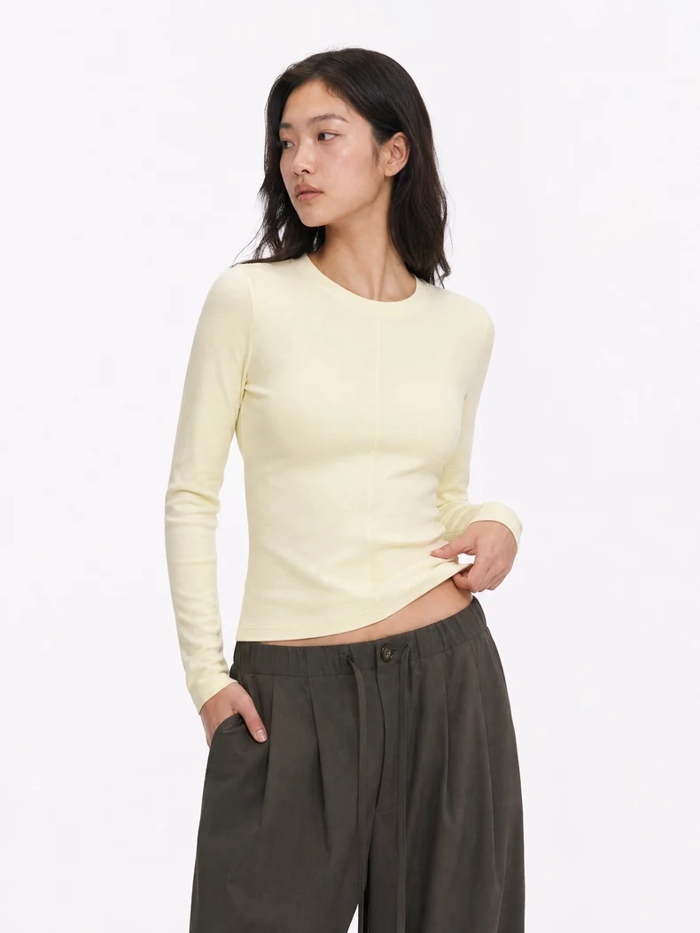 French Linen-Blend Long Sleeve Top image 16