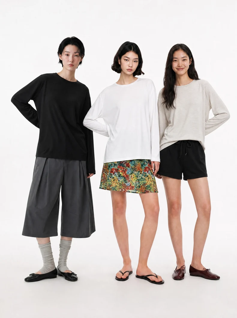 Tencel Wool Crewneck Long Sleeve